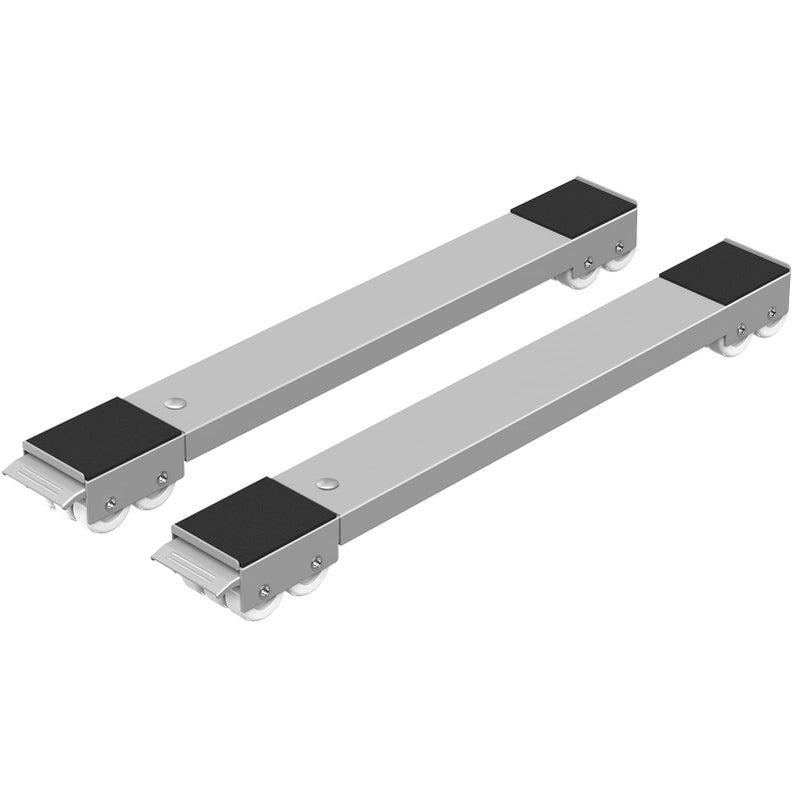 Ronlap عربة غسيل الأثاث رونلاب مع عجلات متحركة قابلة للتعديل لنقل الأثاث، قاعدة متحركة للغسالة والمجفف والثلاجة، قاعدة متحركة مدمجة للغسالة والثلاجة مع فرامل باللون الرمادي