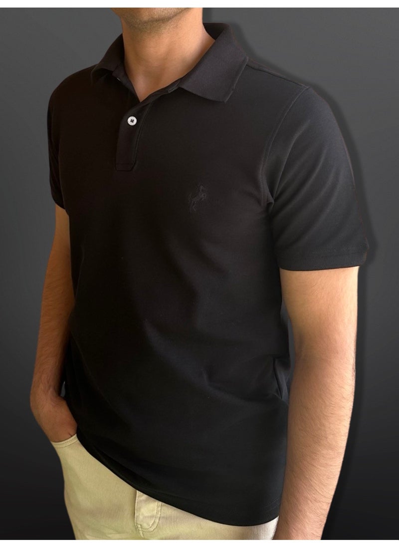 Horse Polo - Horse Polo Classic Polo Shirt, Black - Image 1