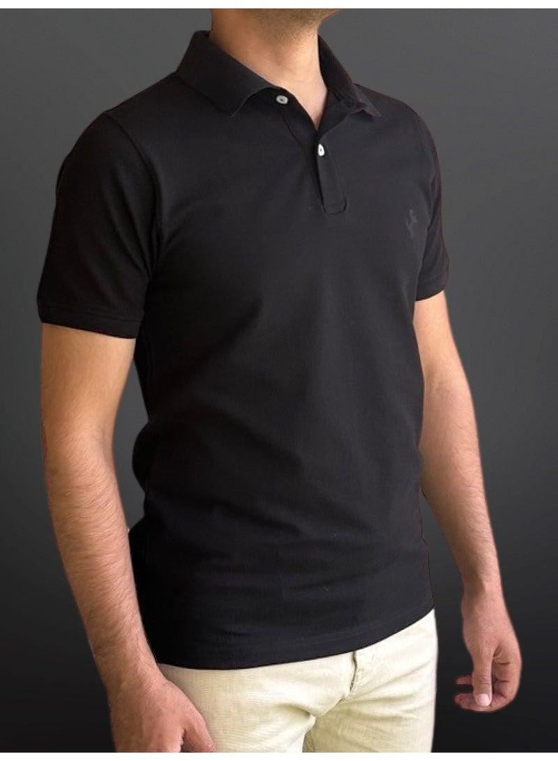 Horse Polo Polo Shirt Classic, Black - Image 3