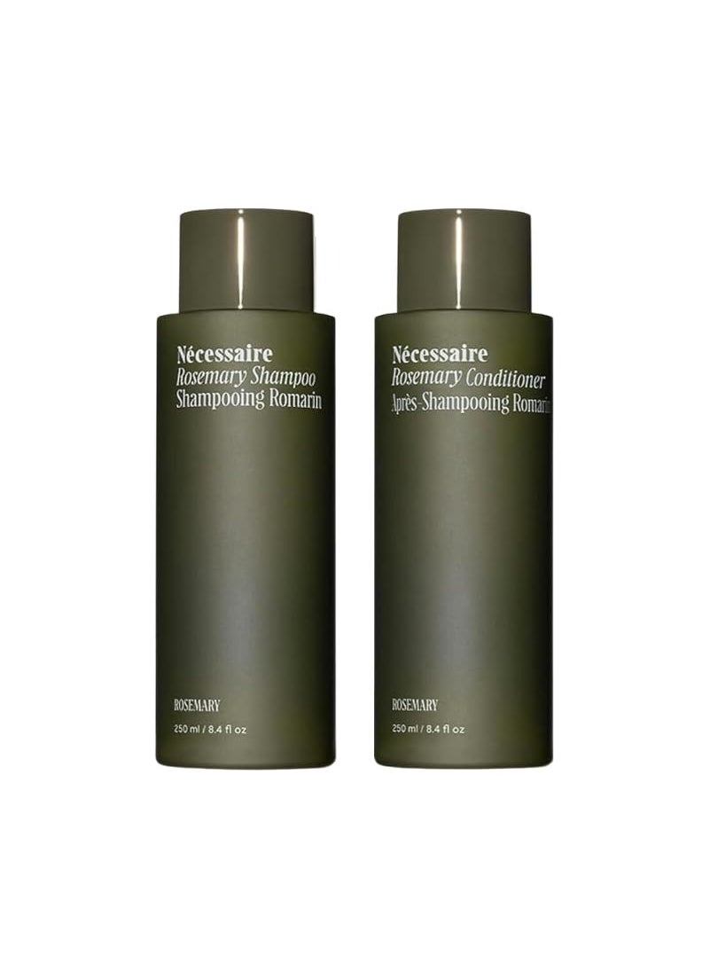 Necessaire Nécessaire Rosemary Hair Duo - Rosemary Shampoo and Conditioner for Women + Men. Rosemary Oil + Proteins For Stronger Hair. Good for All Hair Types/Textures. 250 ml / 8.4 fl oz  - Image 1