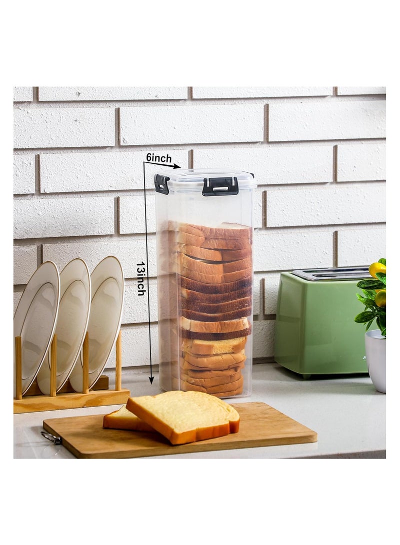 SOLARAE 2Pcs Bread Box, Bread Storage Container with Tray for Kitchen Countertop, Plastic Bread Box with Airtight Lid, Loaf Bread Keeper, Sandwich Bread Dispenser, Bread Saver, Bread Holder for Homemade Bread - Image 5