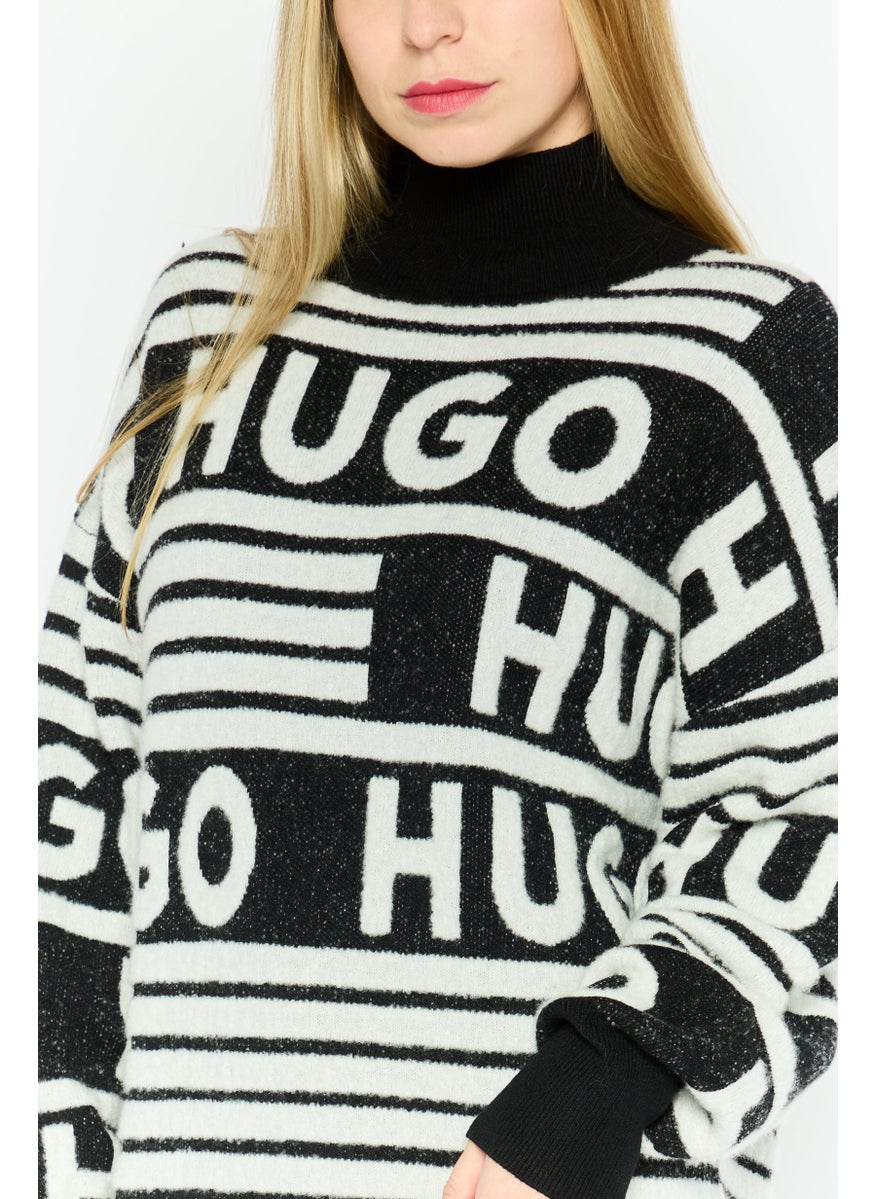 HUGO BOSS Women Allover Pattern Sweater Dress, Black  - Image 3