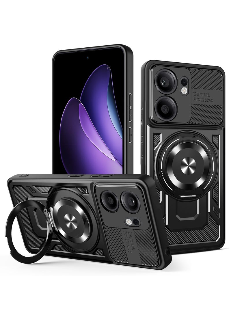 جراب وغطاء حماية مقاوم للصدمات وحمايه للكاميرا ومتوافق مع Oppo Reno 13F (أسود) - Image 1