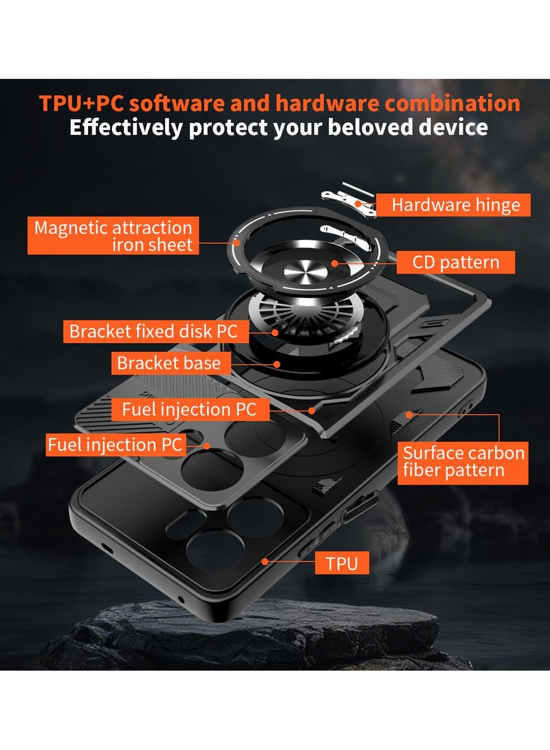 جراب وغطاء حماية مقاوم للصدمات وحمايه للكاميرا ومتوافق مع Oppo Reno 13F (أسود) - Image 2