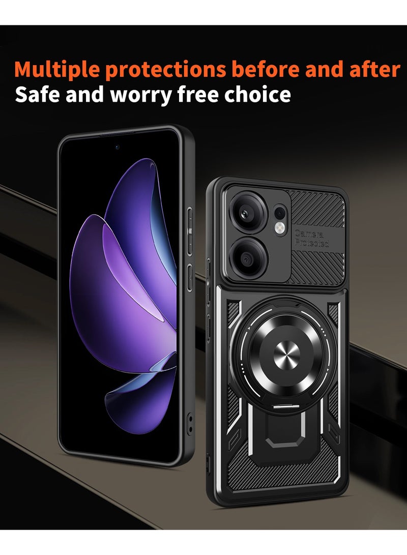 جراب وغطاء حماية مقاوم للصدمات وحمايه للكاميرا ومتوافق مع Oppo Reno 13F (أسود) - Image 3