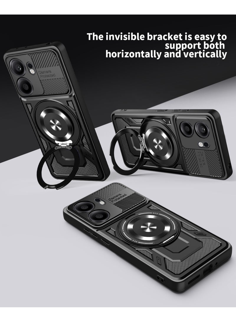 جراب وغطاء حماية مقاوم للصدمات وحمايه للكاميرا ومتوافق مع Oppo Reno 13F (أسود) - Image 5