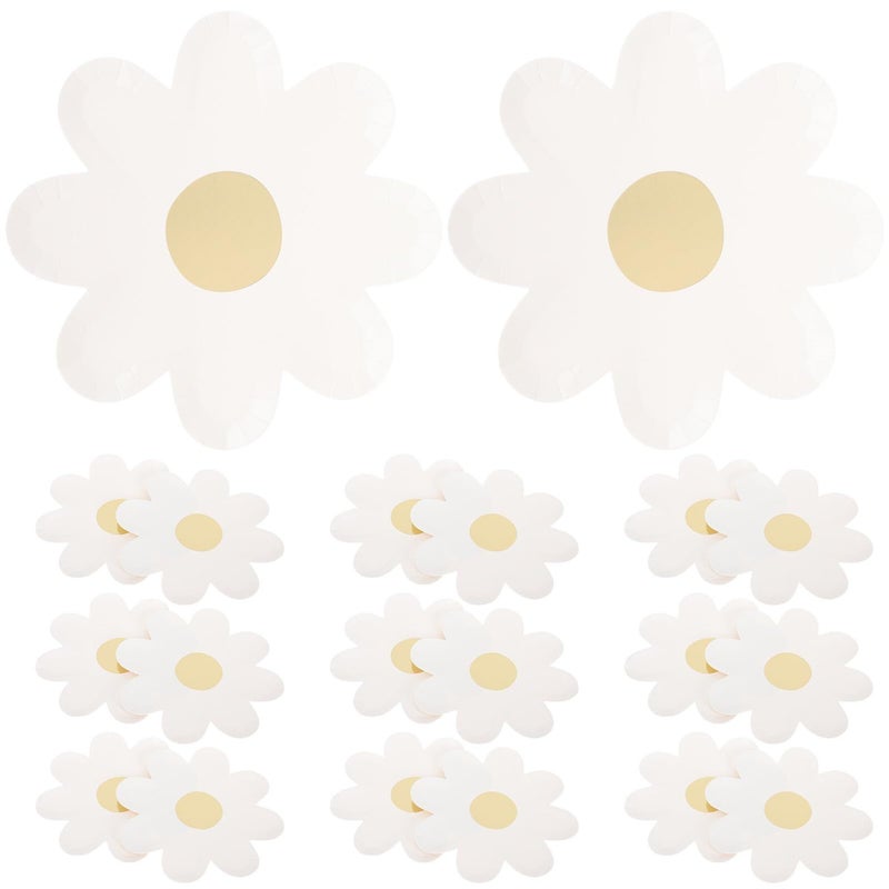 Daisy Paper Plates 20pcs Disposable Flower Shaped Birthday Serving Dinnerware - Image 2