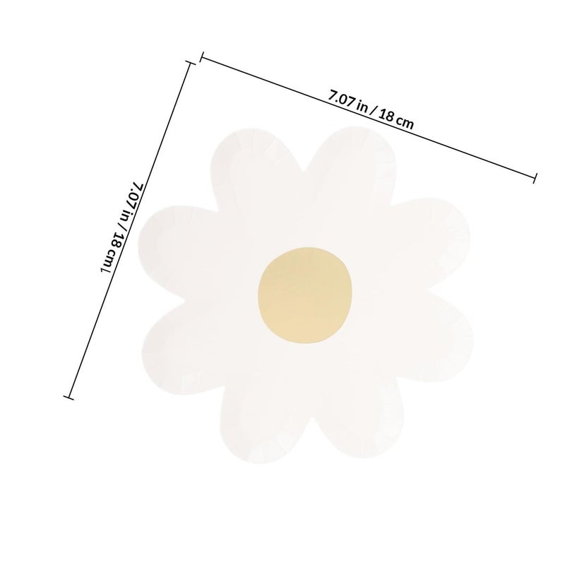 Daisy Paper Plates 20pcs Disposable Flower Shaped Birthday Serving Dinnerware - Image 3