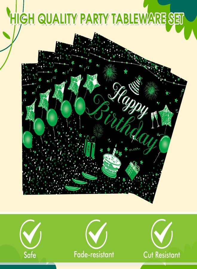 DURYGEN 40 PCS Green and Black Birthday Decorations Black and Green Theme Happy Birthday Disposable Tableware Green Paper Plates Napkins for Men Woman Happy Birthday Party Supplies, 1 - Image 3