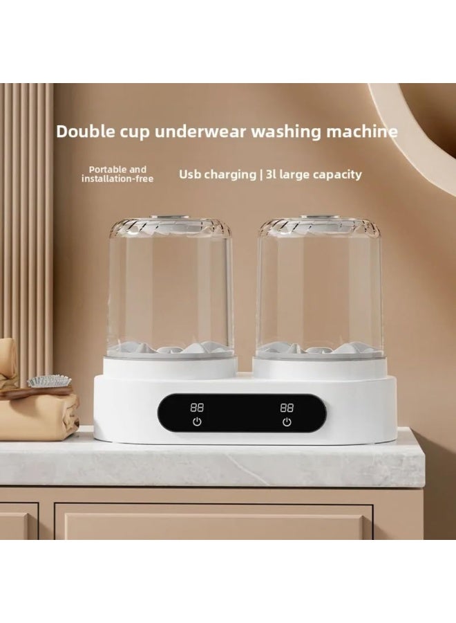 Portable Twin Tub Mini Washing Machine, 2L Double Cup Underwear & Socks Washer, USB Powered - Image 3