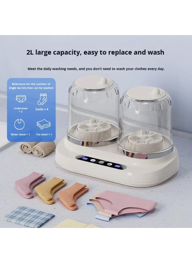 Portable Twin Tub Mini Washing Machine, 2L Double Cup Underwear & Socks Washer, USB Powered - Image 4
