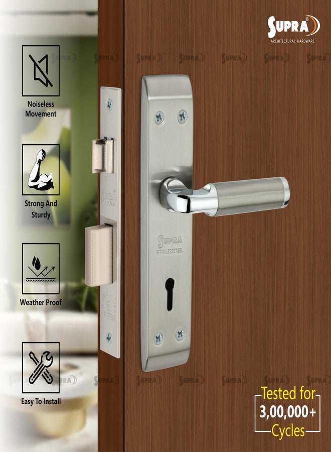 SUPRA Ultra Strong Mortise Door Lock Set for Main & Internal Door in Residential & Commercial Spaces I, Corsa Stainless Steel Handles Glossy Finish, Double Security Lock with Both Side Key Operation - Image 2