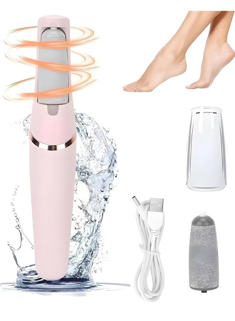 مبرد قدم كهربائي، مزيل مسامير القدم الكهربائي، قابل لاعادة الشحن بمنفذ USB، مزيل الجلد الصلب المقاوم للماء مع بكرتين بسرعتين، اضاءة ليد، اداة باديكير احترافية للقدم والكعب المتشقق - Image 1