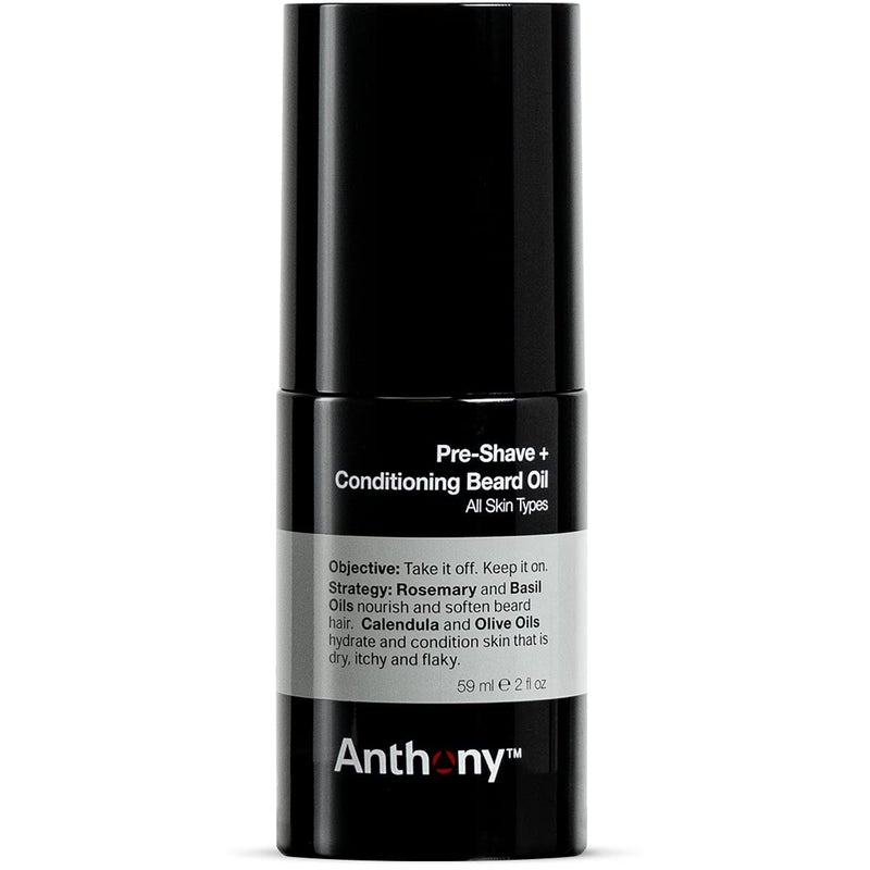Anthony PreShave and Conditioning Beard Oil 2 Fl Oz Contains Rosemary Basil Olive and Calendula Oils Hydrates Softens Nourishes and Conditions Skin