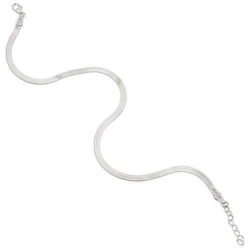 Parnika (Formerly MJ Trendy Flexible Silver Payal (Anklets) in Pure 92.5 Sterling Silver for Girls/Women | Gift for Women and Girls | With Certificate of Authenticity | (Flat Snake - 1 Pc) - Image 1