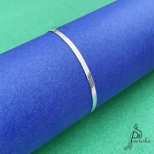 Parnika (Formerly MJ Trendy Flexible Silver Payal (Anklets) in Pure 92.5 Sterling Silver for Girls/Women | Gift for Women and Girls | With Certificate of Authenticity | (Flat Snake - 1 Pc) - Image 5