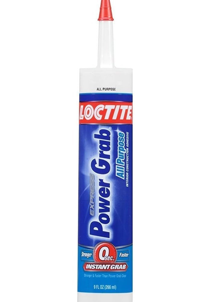 Loctite Power Grab لاصق إنشائي للأغراض العامة، أبيض، خرطوشة 9 أونصة - لاصق لاتكس بتماسك فوري يلصق الخشب وألواح الجبس والجصّ والسيراميك والخرسانة والطوب وألواح الفوم والفلّين وقاعدة الفينيل، يجفّ أبيض