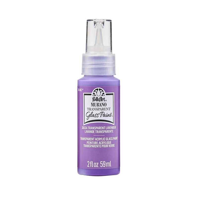 FolkArt Murano Transparent Acrylic Glass Paint Lavender For Indoor and Outdoor Arts and Crafts Projects 2 fl oz - Image 2