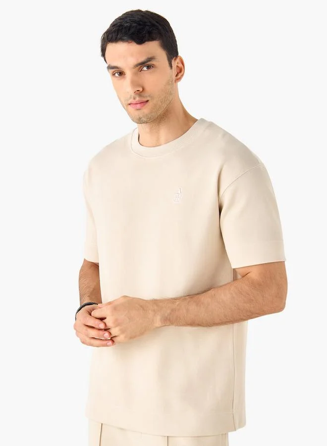 Emperor Emperor Applique Detail Crew Neck T-shirt with Short Sleeves