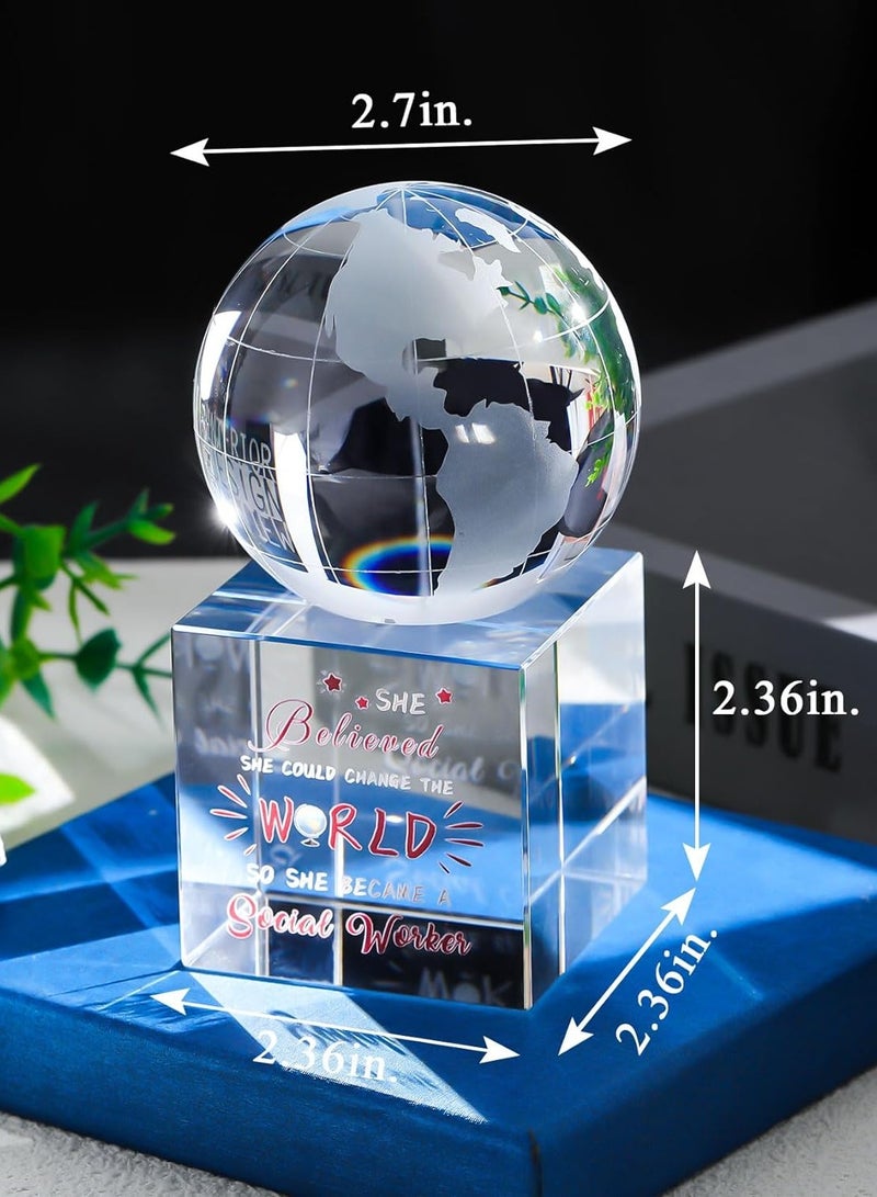 RARELY هدايا الأخصائي الاجتماعي للنساء من الكريستال التذكاري لديكور المكتب ثقالة ورق مع عالم زجاجي - Image 2