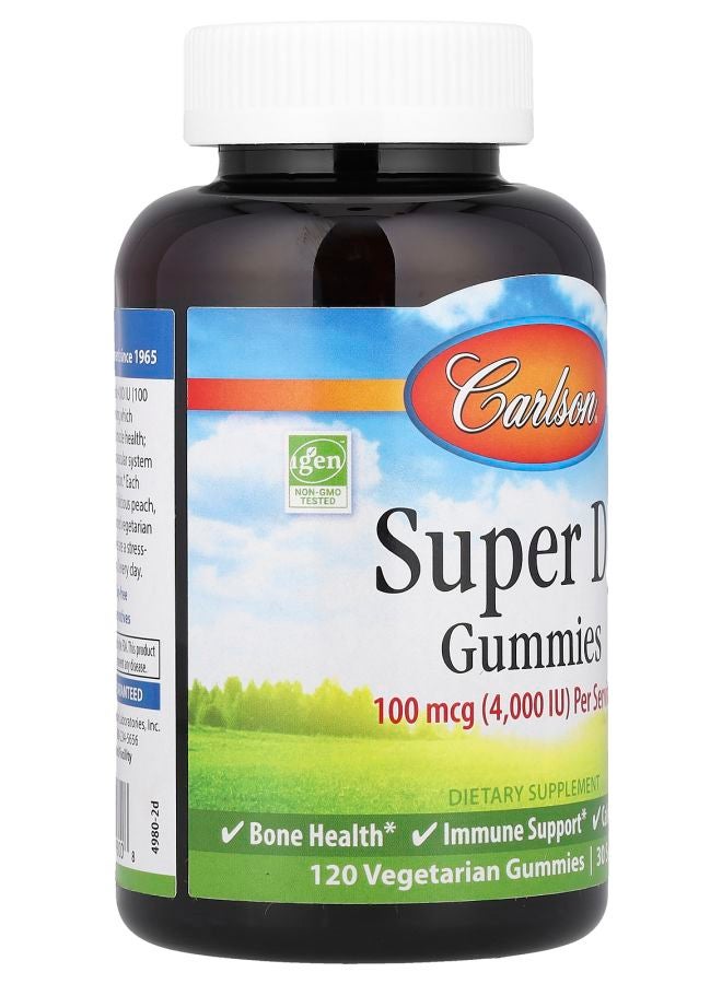 Carlson Super D3 Gummies  Natural Fruit 120 Vegetarian Gummies (25 mcg (1000 IU) per Gummy) - Image 2