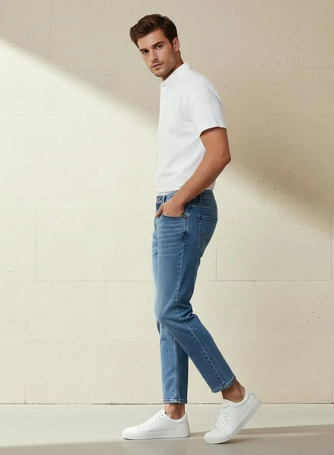 Splash FAV BLUE Men Regular Fit Mid Rise Cropped Jeans for Men | Best Price UAE