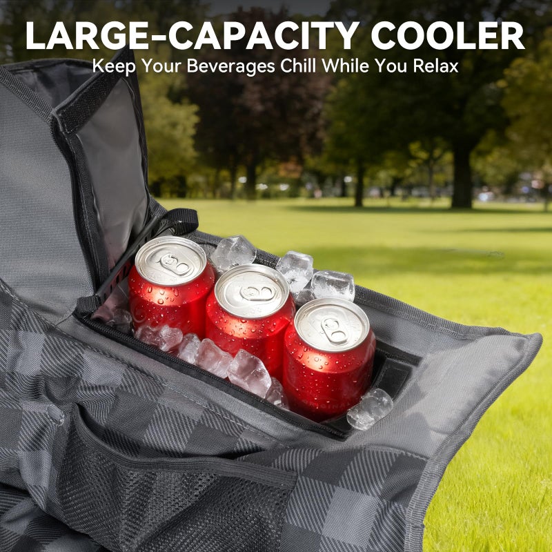 Huskfirm Padded Double Camping Chair High Back 2 Person Camping Chair Oversized Camping Loveseat Support 800LBS Heavy Duty Camping Couch with Cup Holders, Cooler, Carry Bag, Blue - Image 4