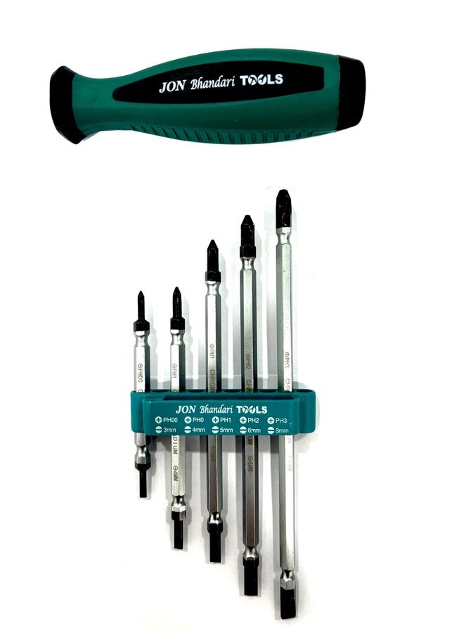 Jon Bhandari Tools 5-in-1 Screwdriver Set | Slotted (3mm-8mm) & Phillips (PH00-PH3) | Multipurpose Precision Tool Kit for Home, Electrical & DIY Use - Image 1