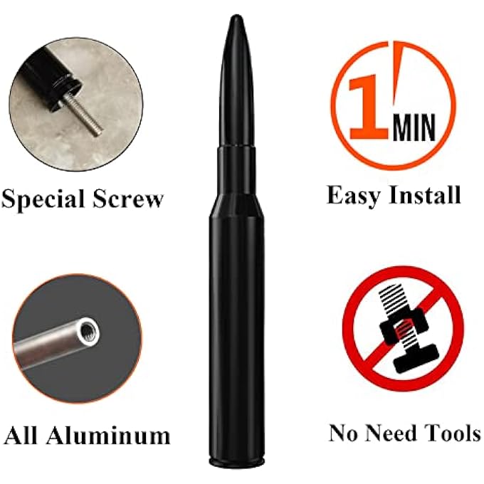 rayihni 50 Cal Bullet Aluminum Antenna Replacement for Toyota Truck (FJ Cruiser (2007-2014)) - Image 2