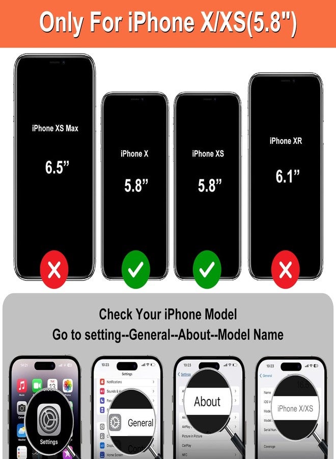 iCoverCase for iPhone X/XS Wallet Case with Card Holder and Wrist Strap, PU Leather Kickstand Card Slots Zipper Pocket Magnetic [Detachable] Flip Cover Case 5.8 Inch (Black) - Image 2