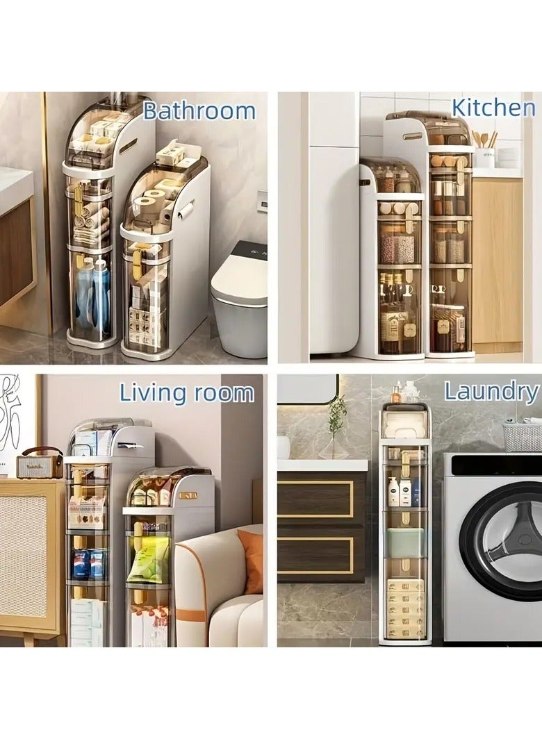 DubaiGallery 3-Tier Narrow Cabinet, Narrow Tall and Thin Storage, Smooth Freestanding Toilet Paper Rack, Ultra-Thin Laundry Tissue, Movable and No Installation Required - Image 4