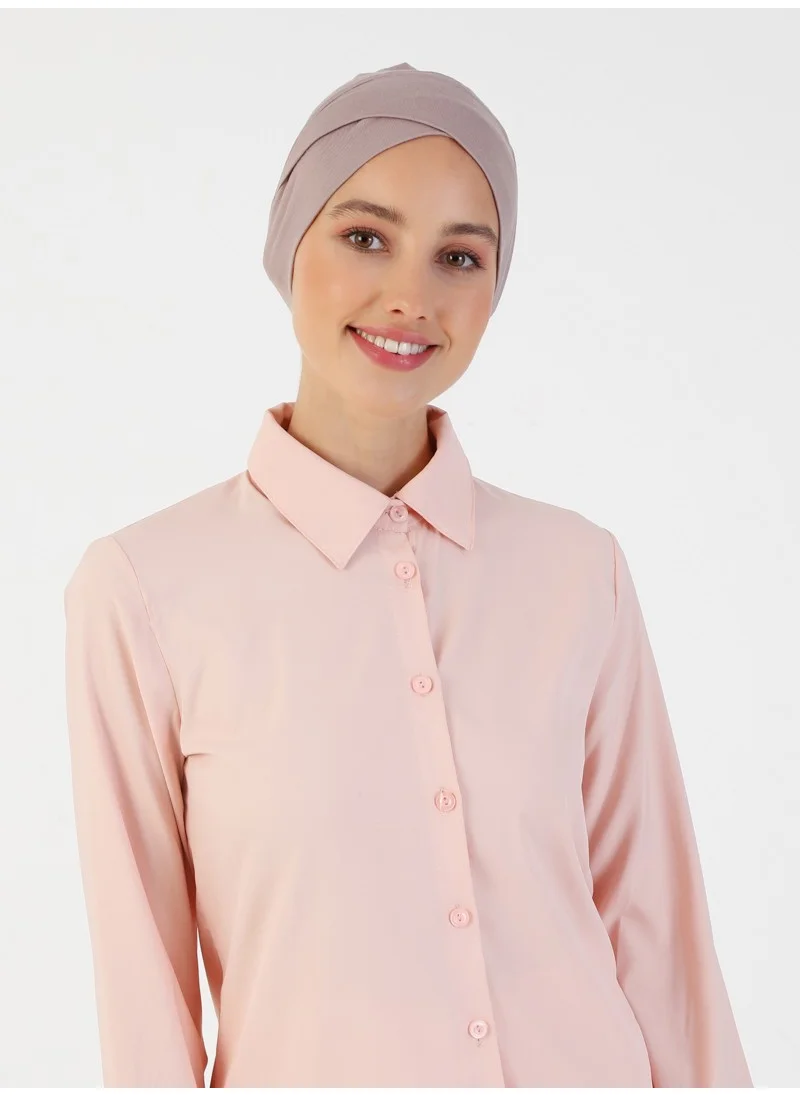 إيكاردين Combed Cotton Wide Size Cross-over Bonnet - Smoke Rose -