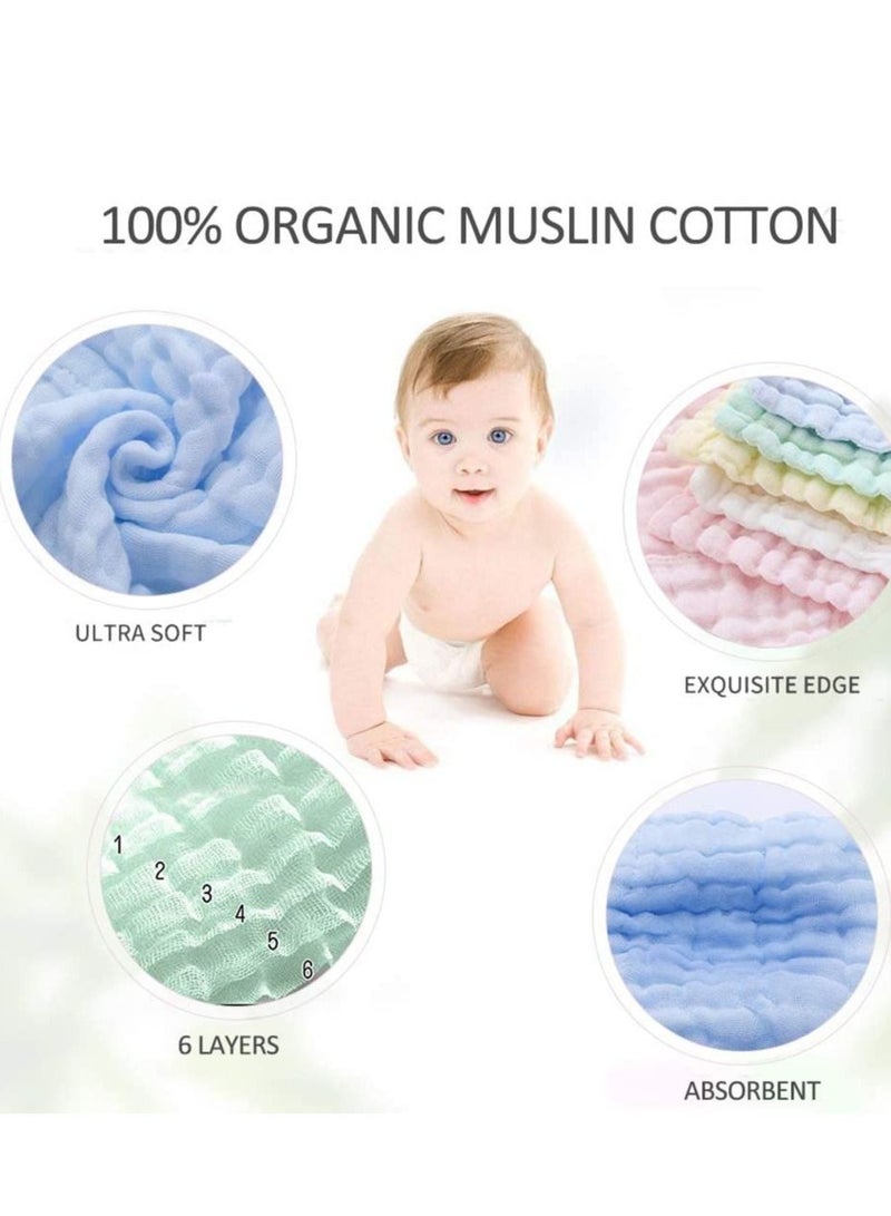 10 Pack Baby Muslin Cloth, Wash Cloth Cotton Soft Towels Set Reusable Squares Cleaning for Bath Bibs and Hands Unisex Wipes Nursing Towel - Image 4