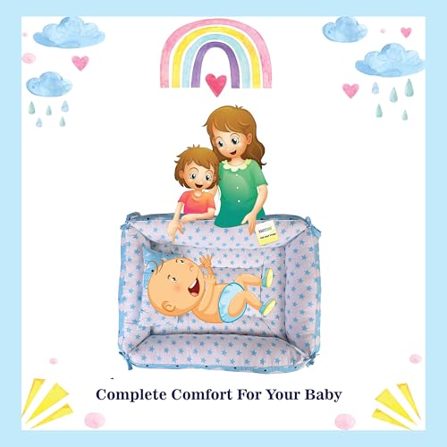 Kwitchy Baby Bedding Set New Born Baby Bed | Mattress | Luxury | Mosquito Net | Reversible | Cotton | Infant | Toddler | Boys & Girls (0-12 Months) (Blue) - Image 5