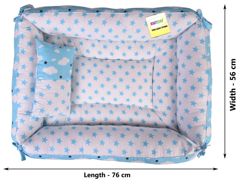 Kwitchy Baby Bedding Set New Born Baby Bed | Mattress | Luxury | Mosquito Net | Reversible | Cotton | Infant | Toddler | Boys & Girls (0-12 Months) (Blue) - Image 3