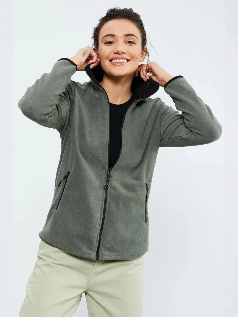 TOMMYLIFE TOMMY Women's Plush Zip-Front Sweatshirt