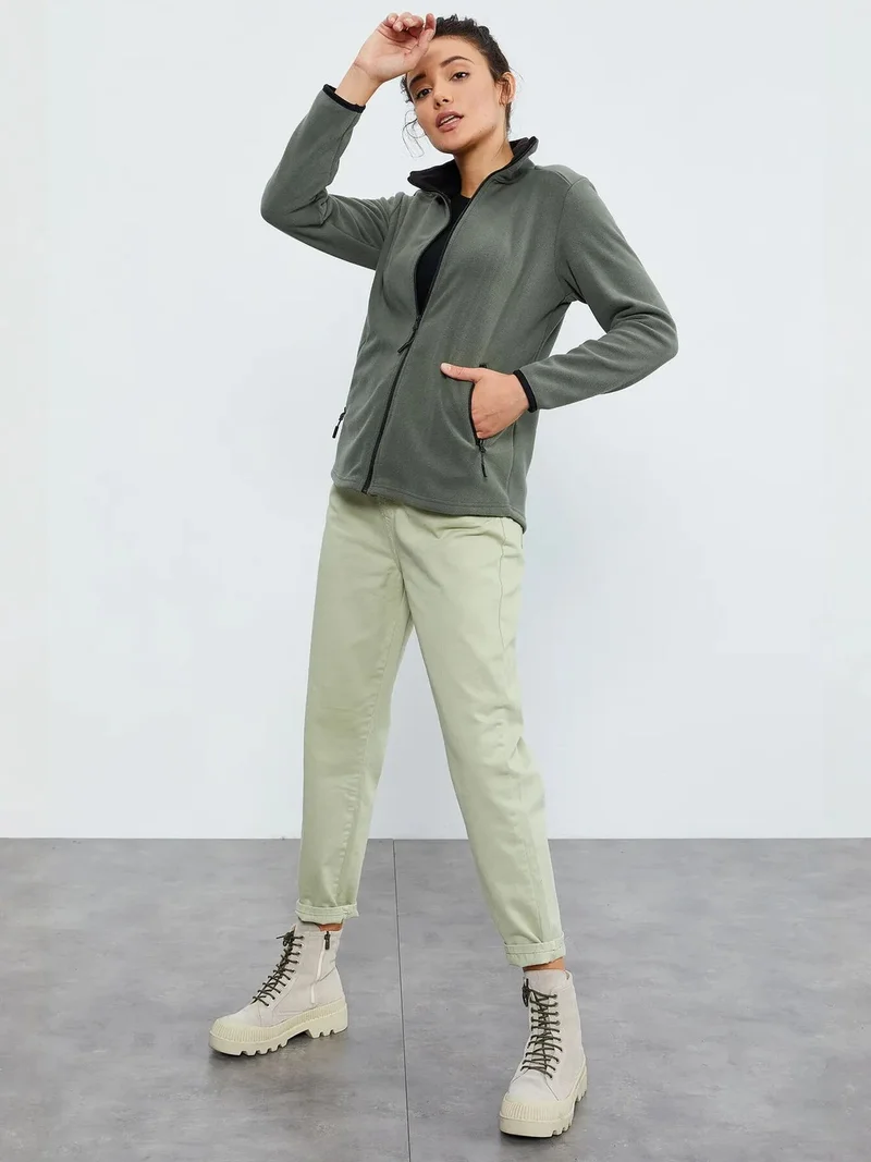 TOMMYLIFE TOMMY Women's Plush Zip-Front Sweatshirt