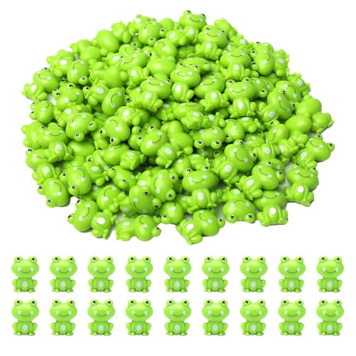 FXMHEHBB 100 Pack Mini Green Plastic Frogs Small Frog Figurine Tiny Frogs to Hide Fairy Garden Miniature Dollhouse Home Decor Frog Decorations for Party - Image 1