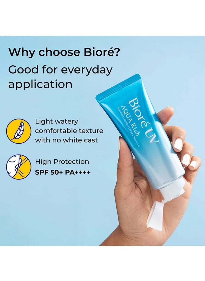Biore UV Aqua Rich Watery Essence Sunscreen SPF50+ PA+++ UV Sunblock Cream (Made in Japan) 70g  - Image 2