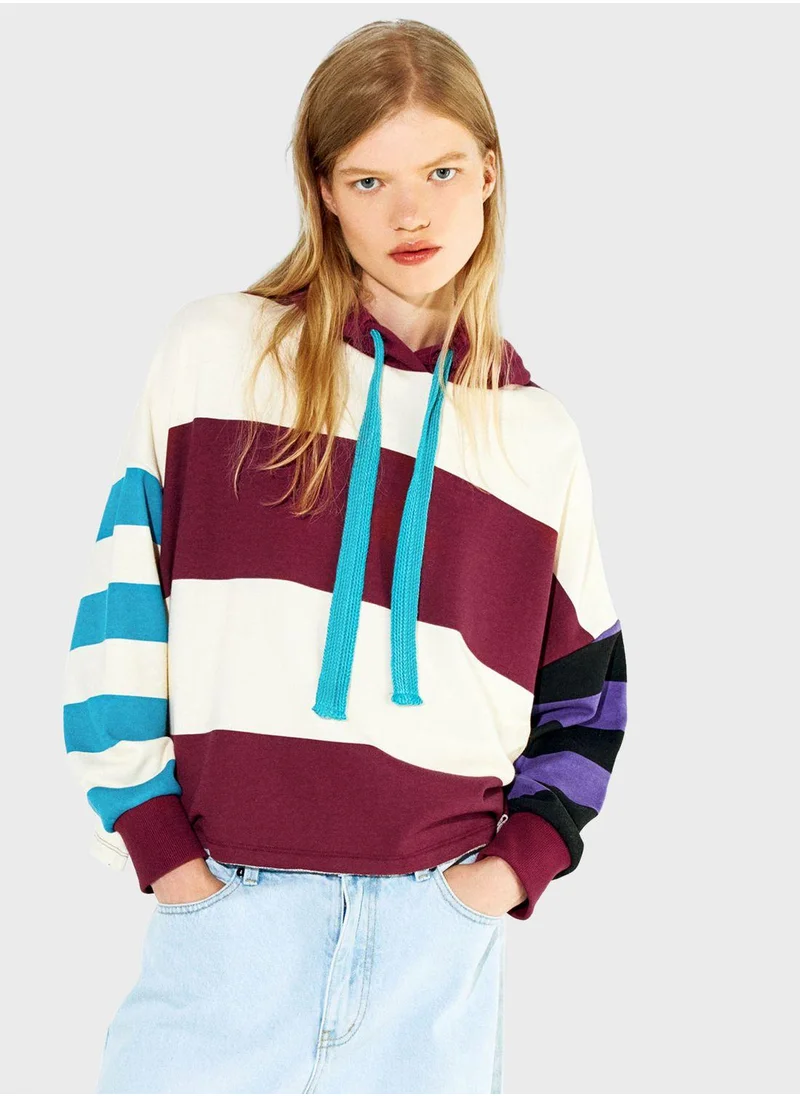 بارفوا Drawstring Color Block Sweatshirt