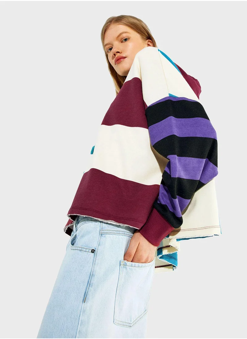 بارفوا Drawstring Color Block Sweatshirt