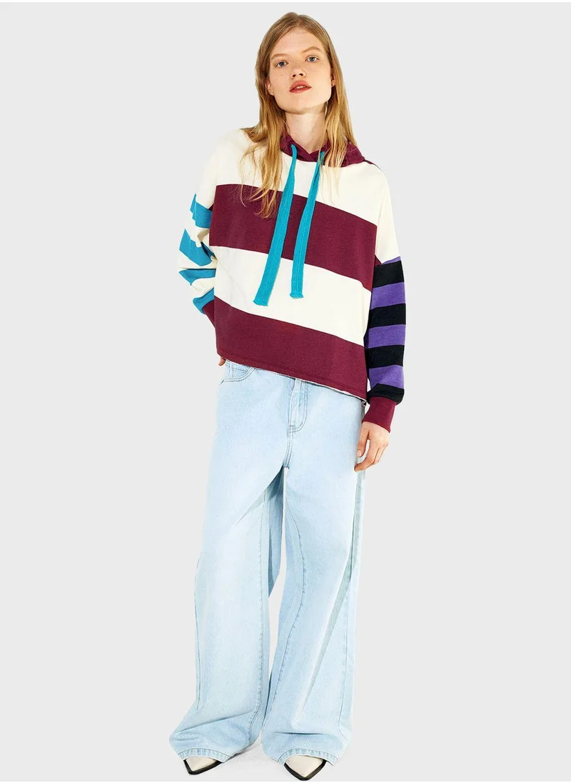 بارفوا Drawstring Color Block Sweatshirt
