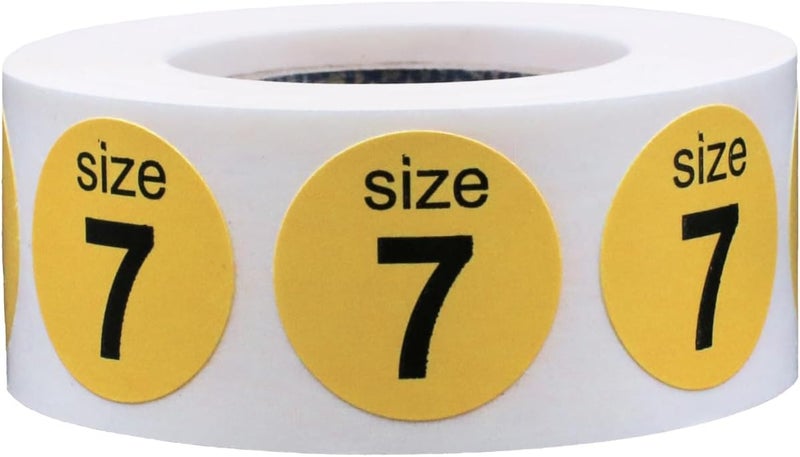 InStockLabels.com Shoe Size 7 Yellow Stickers for Retail Clothing – 3/4 Inch Round, 500 Semi-Gloss Adhesive Labels Per Roll for Footwear Inventory, Organization, and Display – Made in The USA - Image 3