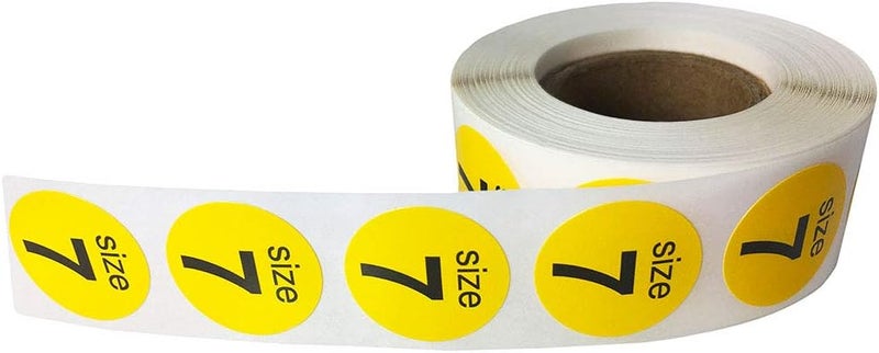 InStockLabels.com Shoe Size 7 Yellow Stickers for Retail Clothing – 3/4 Inch Round, 500 Semi-Gloss Adhesive Labels Per Roll for Footwear Inventory, Organization, and Display – Made in The USA - Image 2
