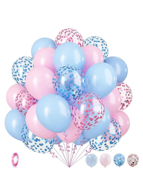 35 Pack Pastel Pale Blue Pink Confetti Latex Balloons 12 Inch Light Blue Pink Balloon Kit for Birthday Party  Baby Bridal Shower Party Decorations