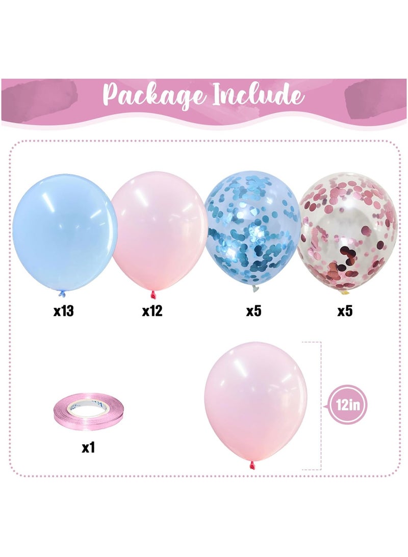35 Pack Pastel Pale Blue Pink Confetti Latex Balloons 12 Inch Light Blue Pink Balloon Kit for Birthday Party  Baby Bridal Shower Party Decorations - Image 2