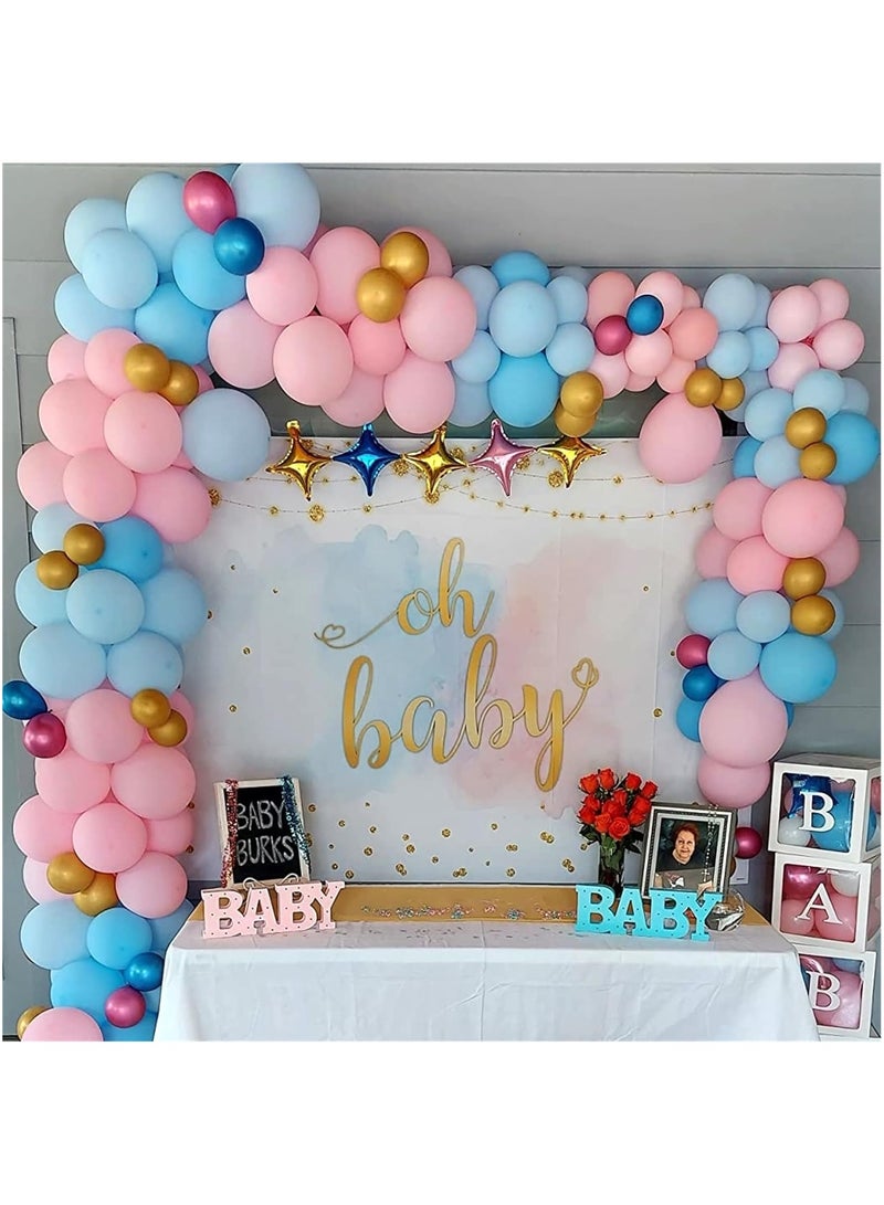 35 Pack Pastel Pale Blue Pink Confetti Latex Balloons 12 Inch Light Blue Pink Balloon Kit for Birthday Party  Baby Bridal Shower Party Decorations - Image 4