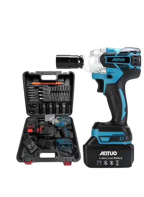 The Key To Power! AOTUO Power Tools, 98V Brushless Lithium-ion Impact Wrench Set, High Torque Performance, Multi-Functional Accessories, Instantly Improve Your Work Efficiency
