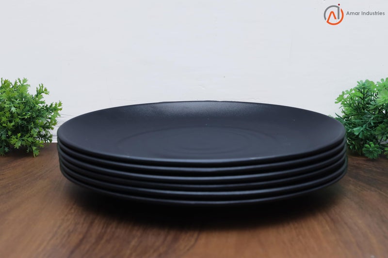 Amar Industries Melamine Dinner Set, Full Plates, Matte Black Spiral Design, Elegant, Unabreakable, Durable, Stylish, Light Weight (Set of 6) - Image 4