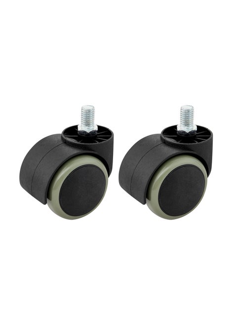 Splint Threaded Casters - Swivel - 2 Piece 2inch Black - Non-Marking Stem Mount Caster with Smooth Gliding Shock Absorption Easy Installation - Ideal for Small Displays, Chairs, Desk Wheels